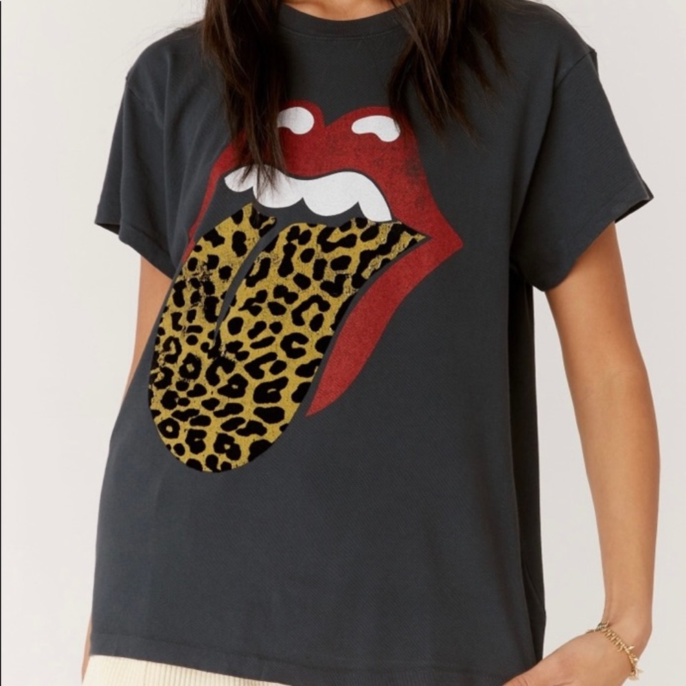 Rolling Stones Flocked Leopard Tongue Tour Tee